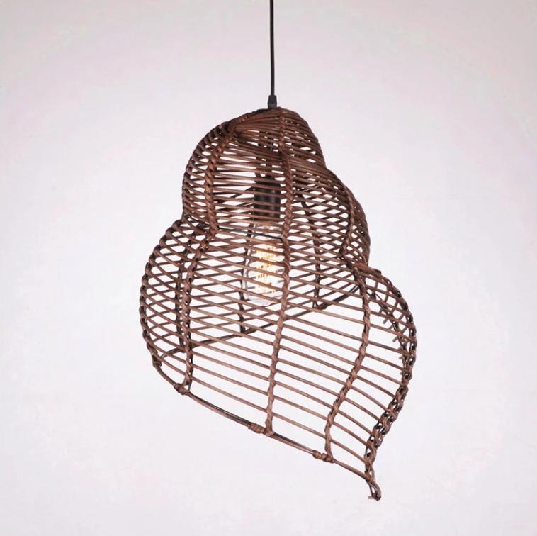 Rattan shell pendant light