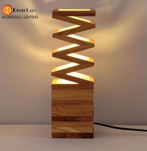 Small wooden table lamp