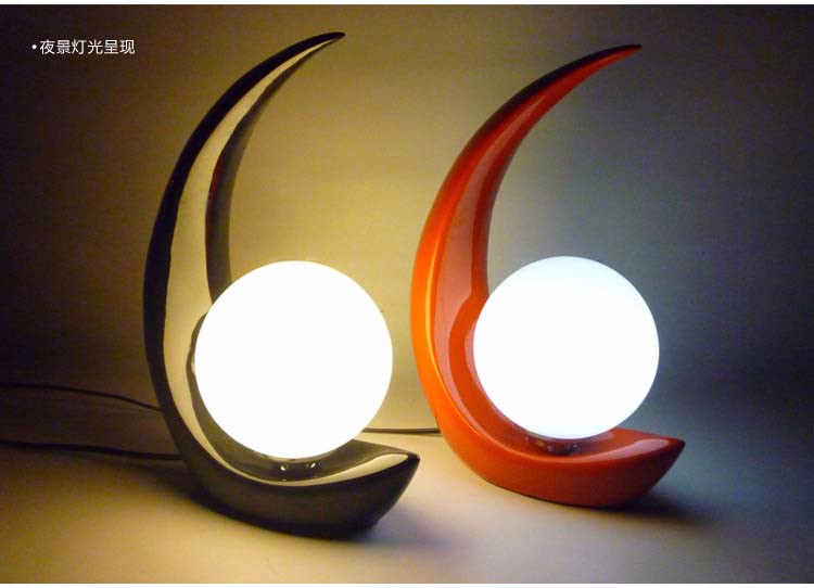 Resin moon table lamp