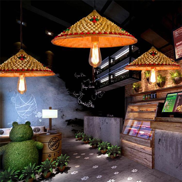 Bamboo chinese hat pendant light