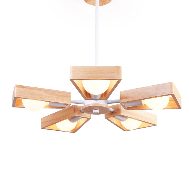 Wooden fan pendant light