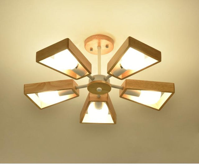 Wooden fan pendant light