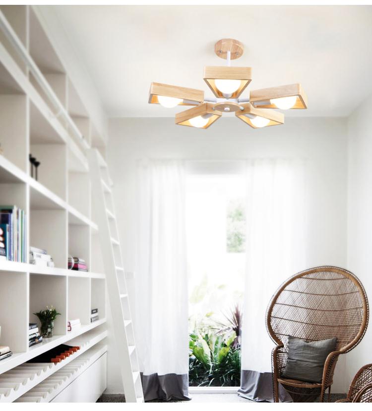 Wooden fan pendant light