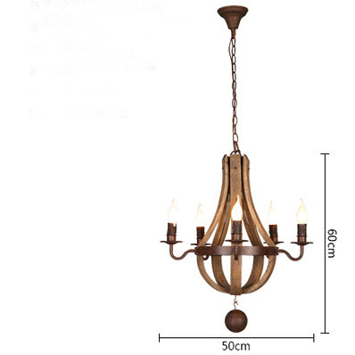 Wrought Iron and wood chandelier