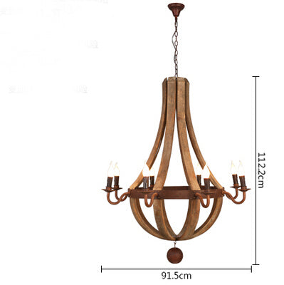 Wrought Iron and wood chandelier