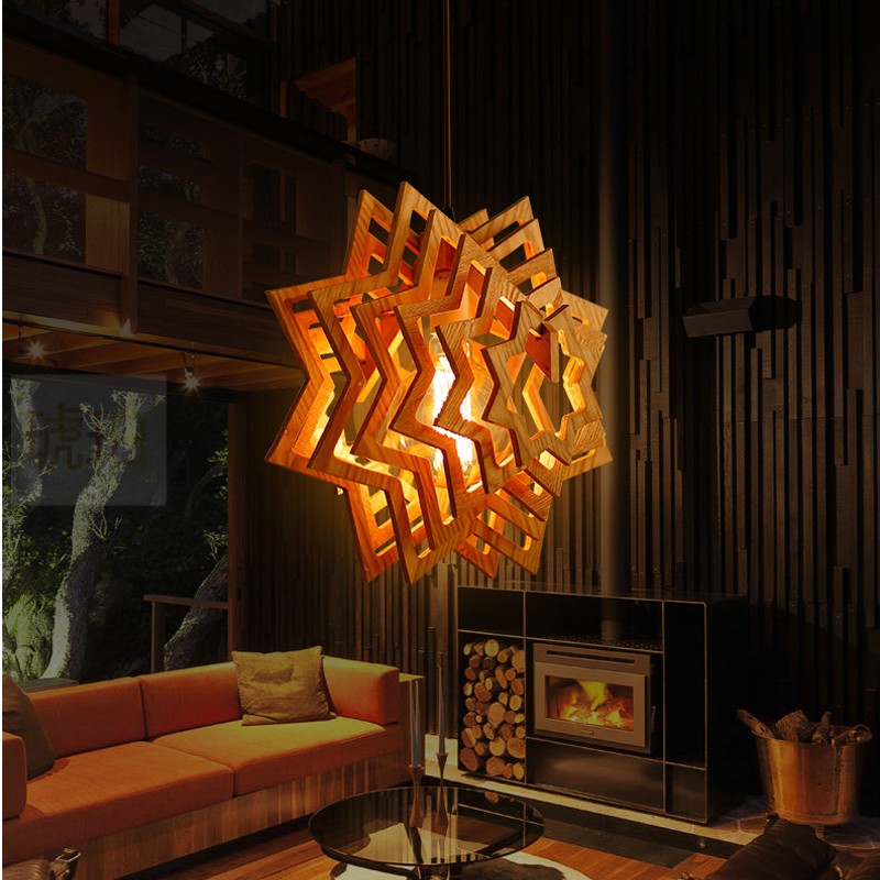 wooden stars pendant light