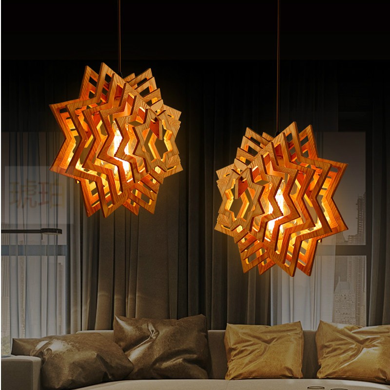 wooden stars pendant light