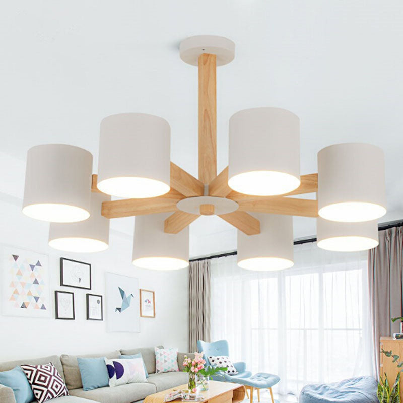 Oak pendant light with 3-6-8 heads