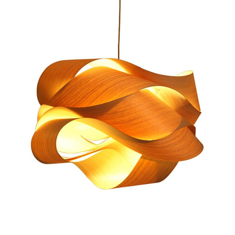 Astounding wood and bamboo pendant light