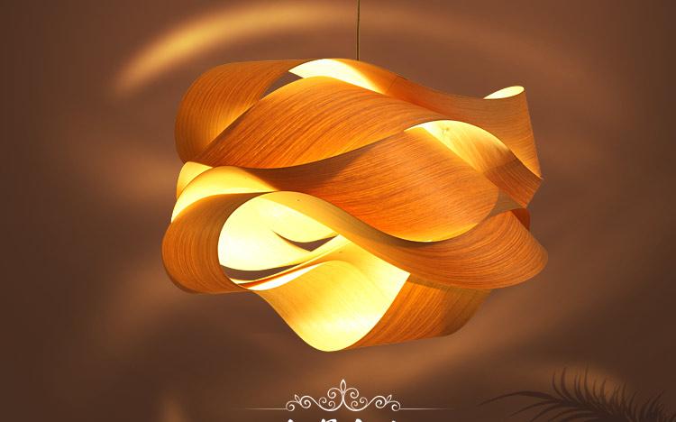 Astounding wood and bamboo pendant light