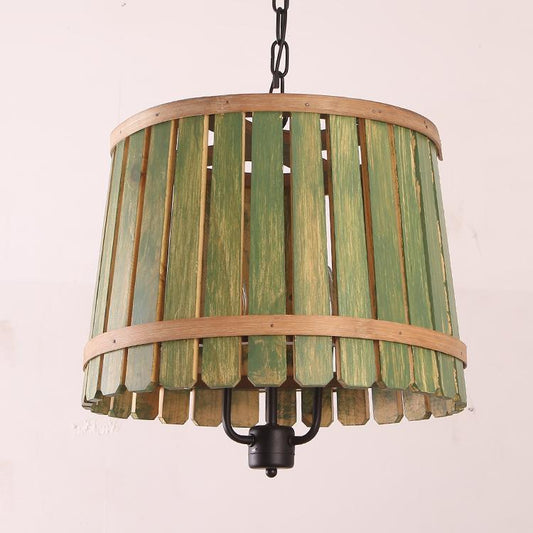 The barrel lamp American country Iron Pendant Lights wooden bedroom Mediterranean Garden Restaurant balcony retro lamps ZA