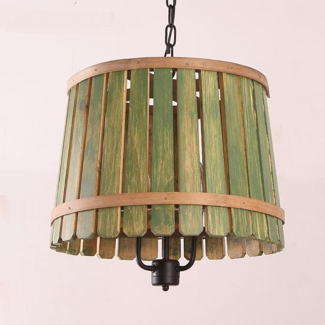 The barrel lamp American country Iron Pendant Lights wooden bedroom Mediterranean Garden Restaurant balcony retro lamps ZA