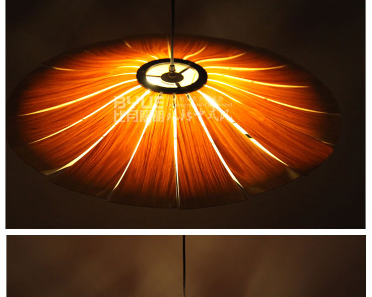 Oriental wood pendant light