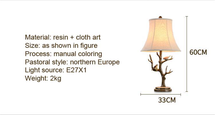 Tree and birds wooden table lamp