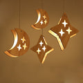 Wooden moon and stars pendant lights