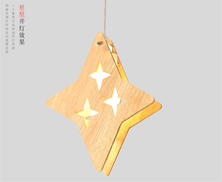 Wooden moon and stars pendant lights