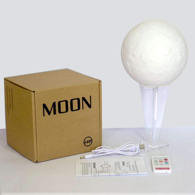 Creative 3D Print LED Moon Night Light RGB LED Moon Lamp Novelty Light for Bedroom Bookcase Home Decoration Christmas Gift