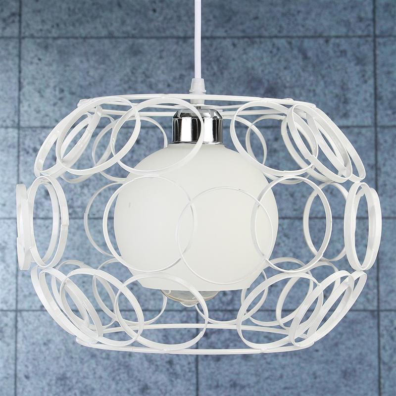 Black or White metal pendant light with circles