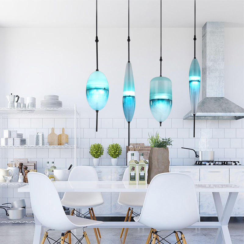 Turquoise hand blown glass pendant lights