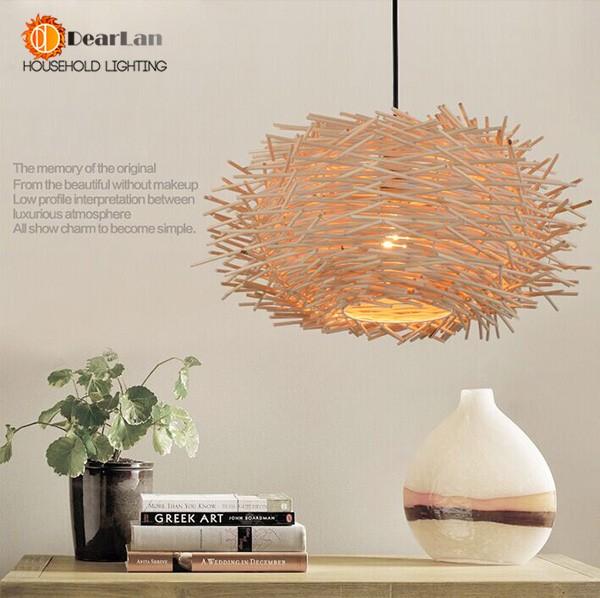 Artistic wooden nest pendant light