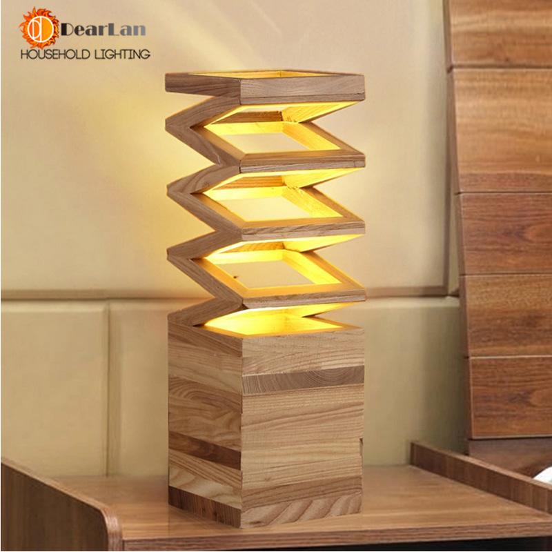 Small wooden table lamp